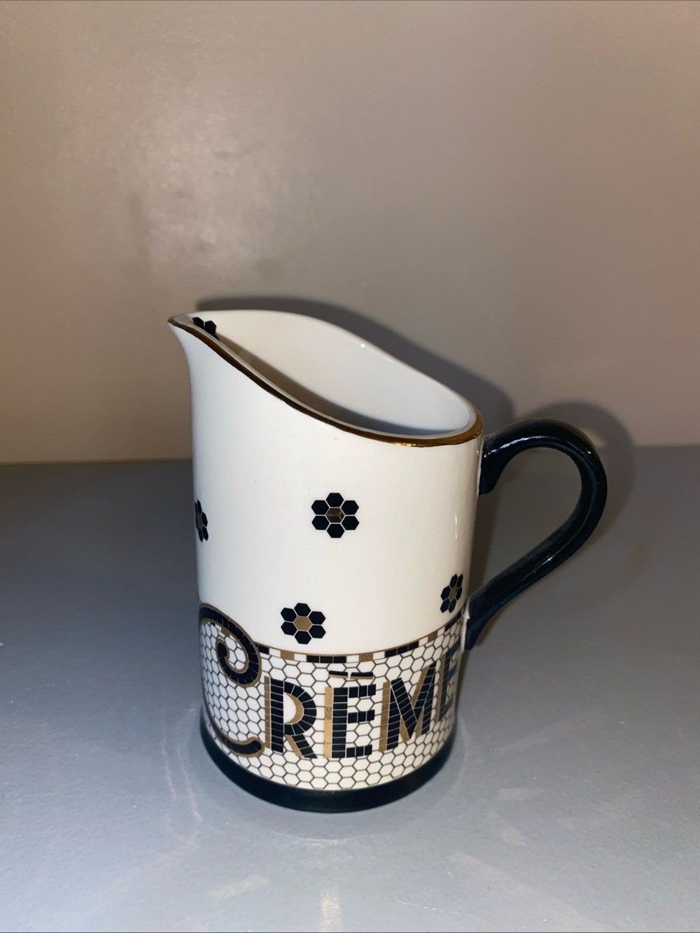Anthropologie Bistro Tile Cream Pitcher Creamer French Cafe Inspired